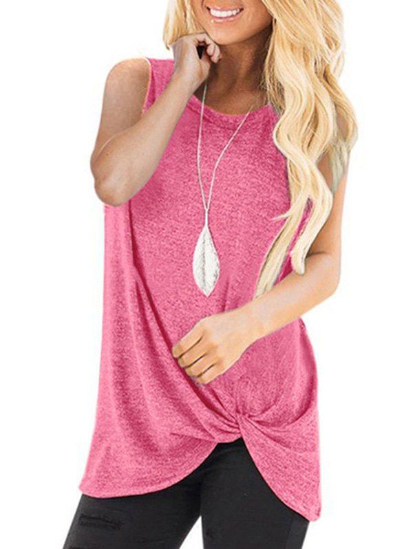 

Twisted Casual Solid Tank Top, Pink