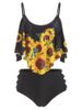Sunflower Flounce Lattice Tankini Swimsuit -  