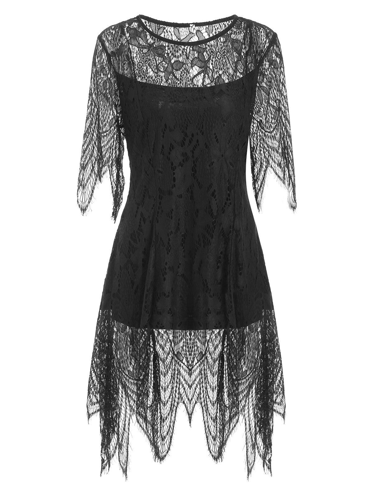 

Eyelash Lace Longline Blouse, Black