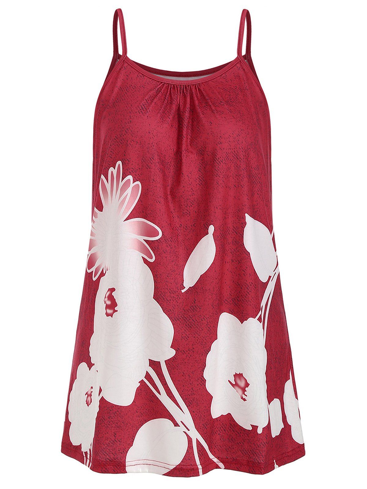 

Spaghetti Strap Flower Pattern Top, Red wine