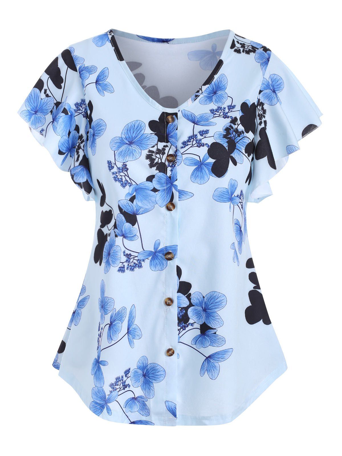 

Floral Butterfly Sleeve V Neck Blouse, Multi