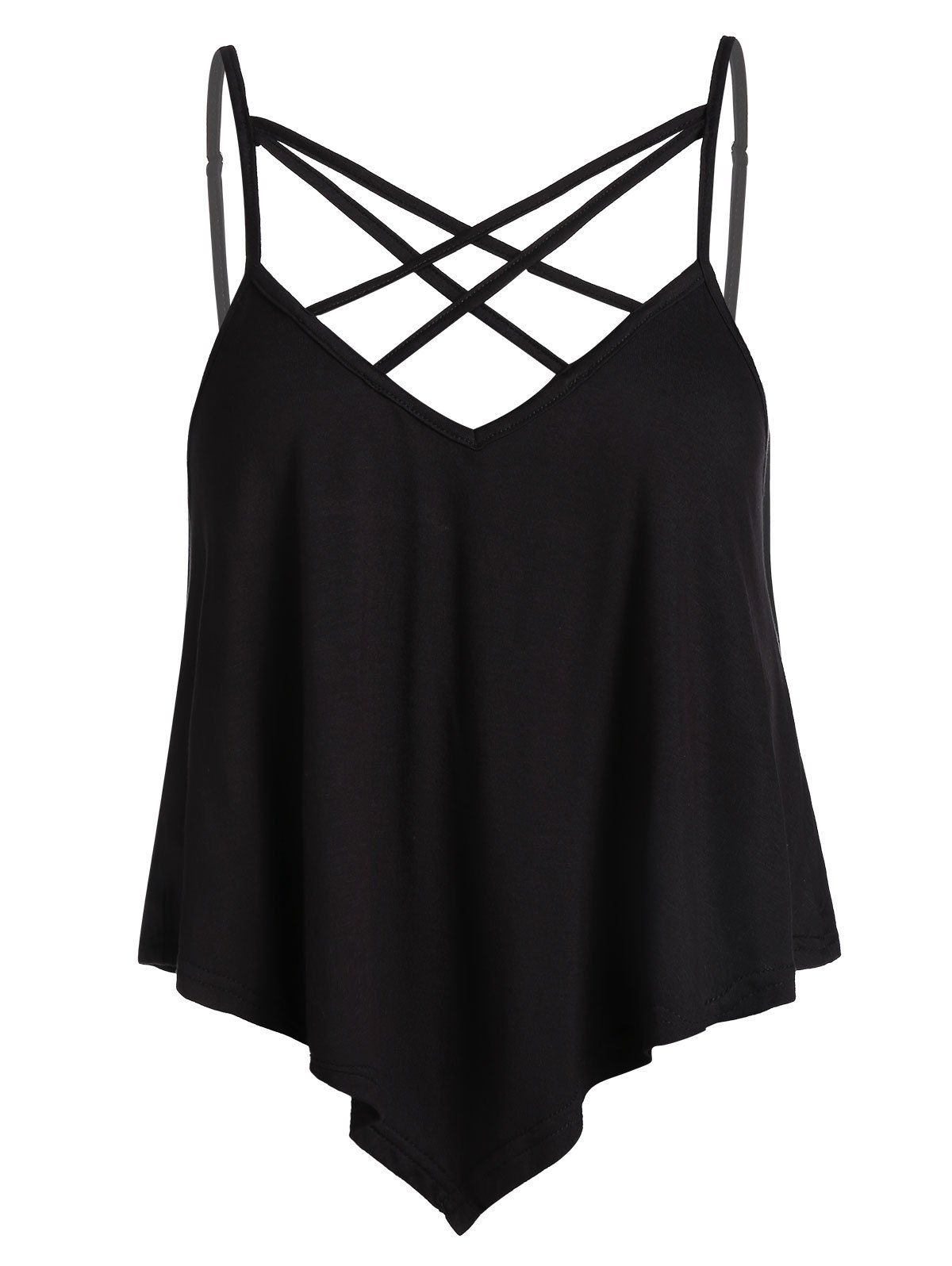 

Criss Cross Asymmetric Cami Top, Black