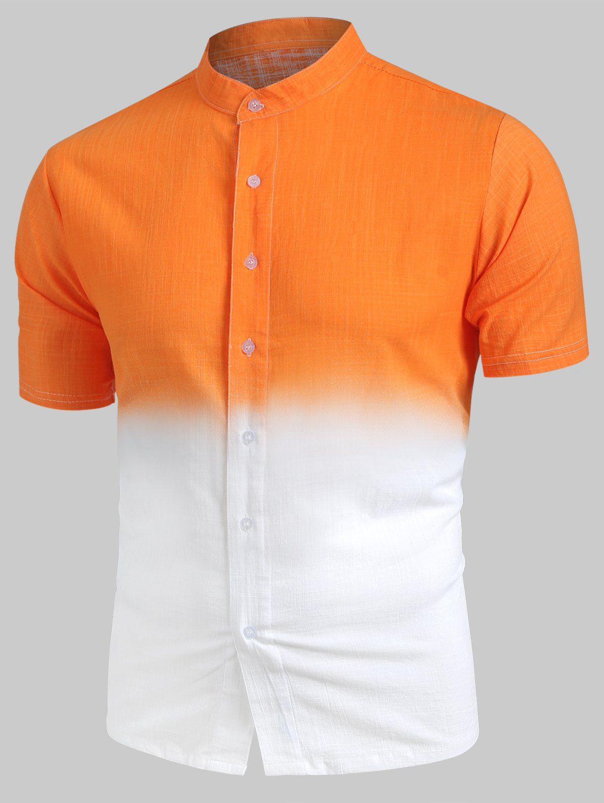 

Ombre Stand Collar Linen Shirt, Orange