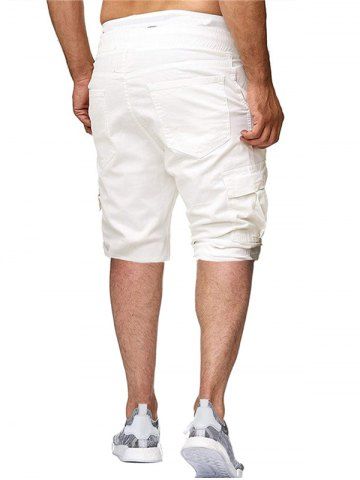 

Solid Color Multi-pocket Sport Shorts, White