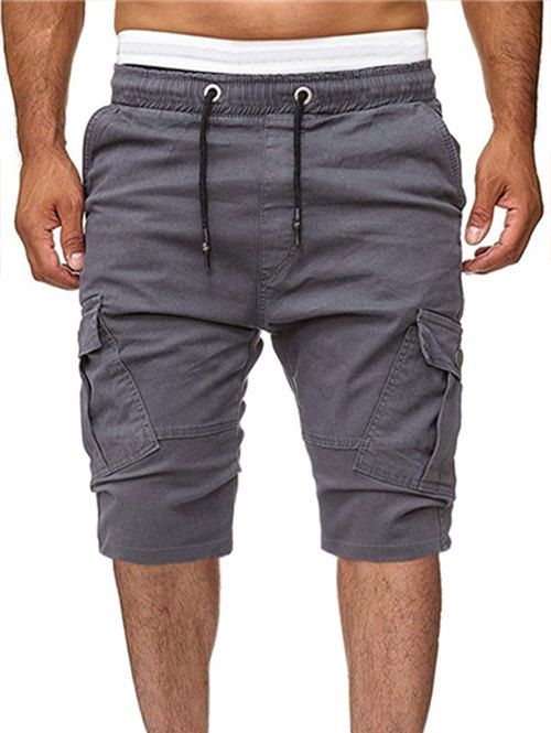 

Solid Color Multi-pocket Sport Shorts, Gray