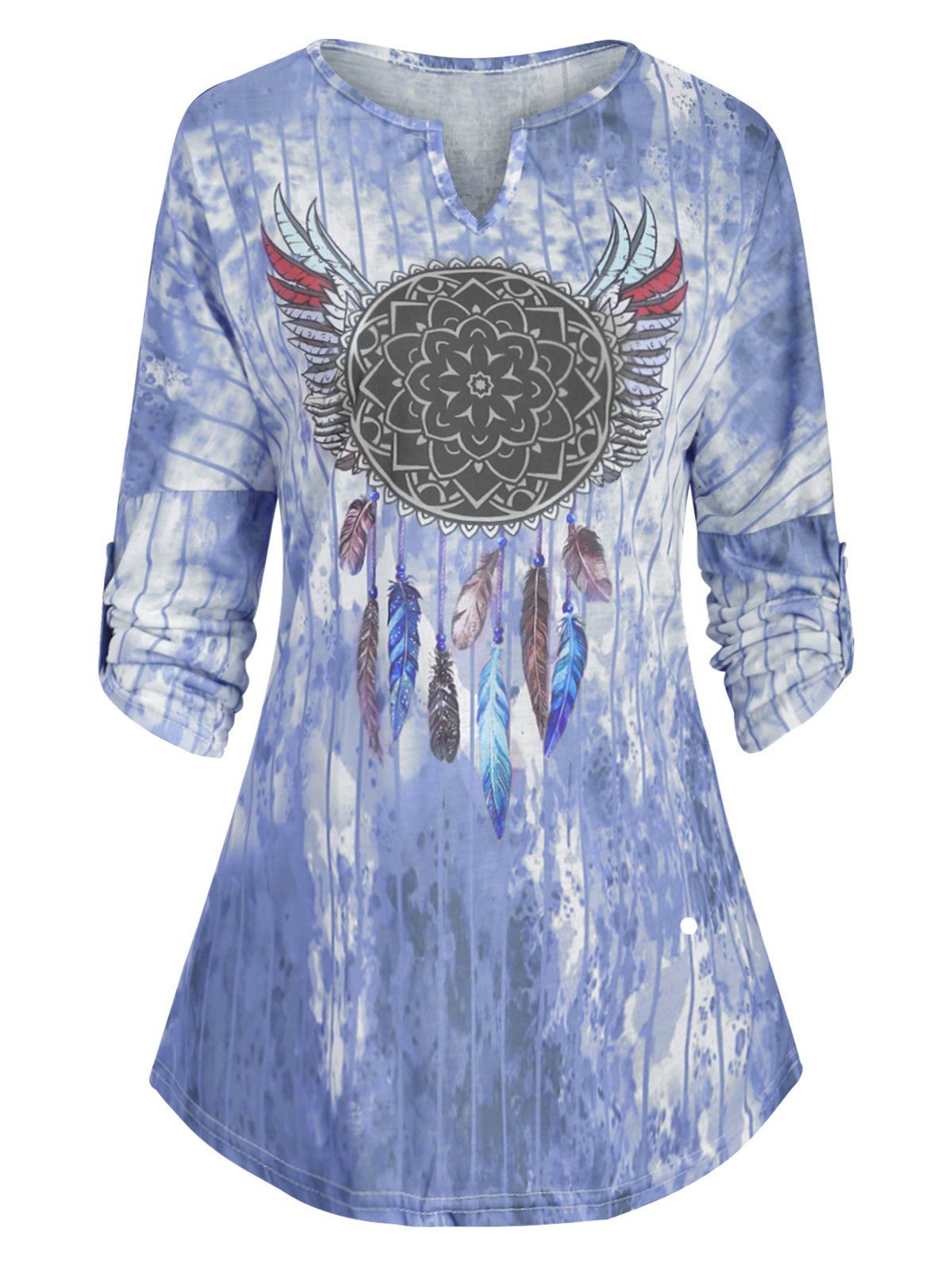 

Dreamcatcher Striped Longline T-shirt, Slate blue