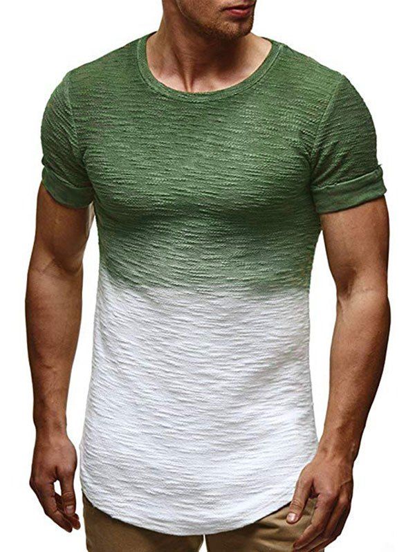 

Ombre Pattern Casual Short Sleeves T-shirt, Sea turtle green