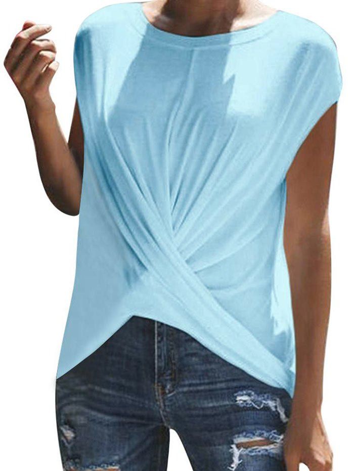 

Twist Front Solid T-shirt, Day sky blue