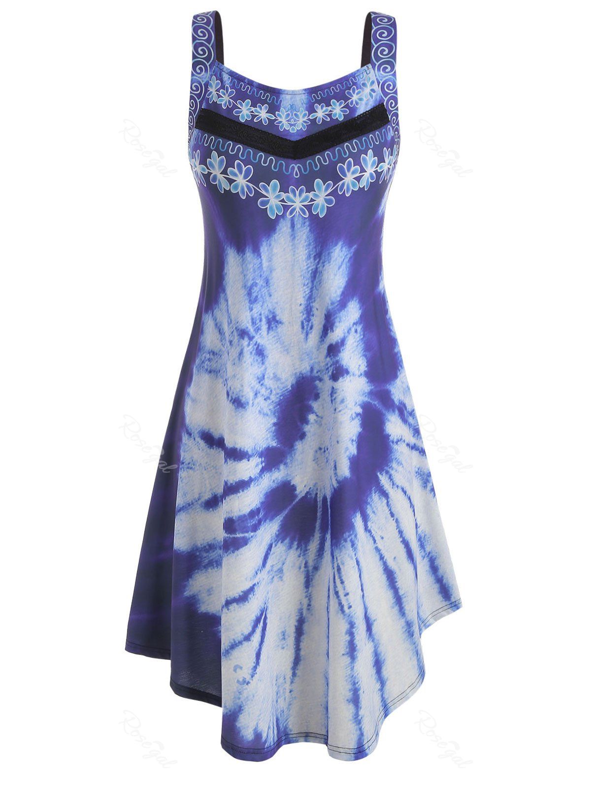 

Plus Size Printed Sweetheart Collar Dress, Multi