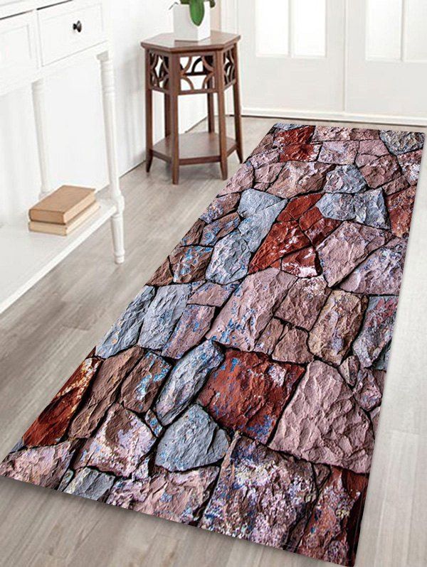 [47% OFF] Stone Wall Print Anti-skid Floor Mat | Rosegal