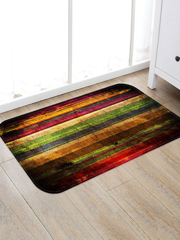 

Colorful Wooden Board Pattern Water Absorption Area Rug, Red wine