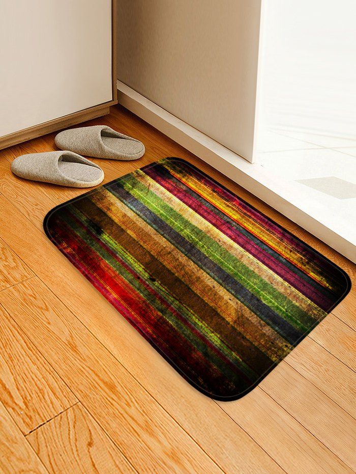 

Colorful Wooden Board Pattern Water Absorption Area Rug, Red wine