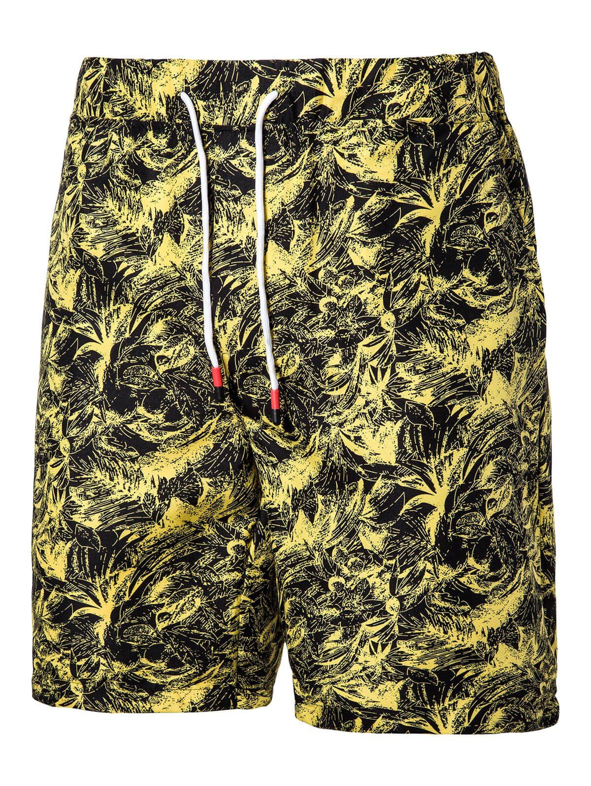 

Floral Printed Drawstring Beach Shorts, Yellow
