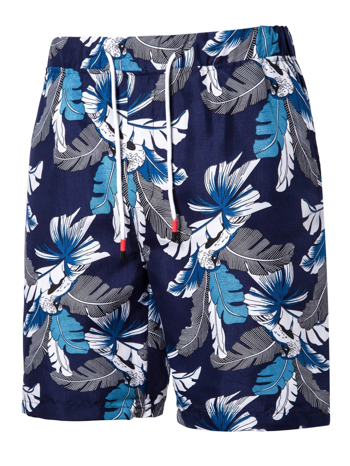 

Leaf Pattern Drawstring Board Shorts, Dodger blue