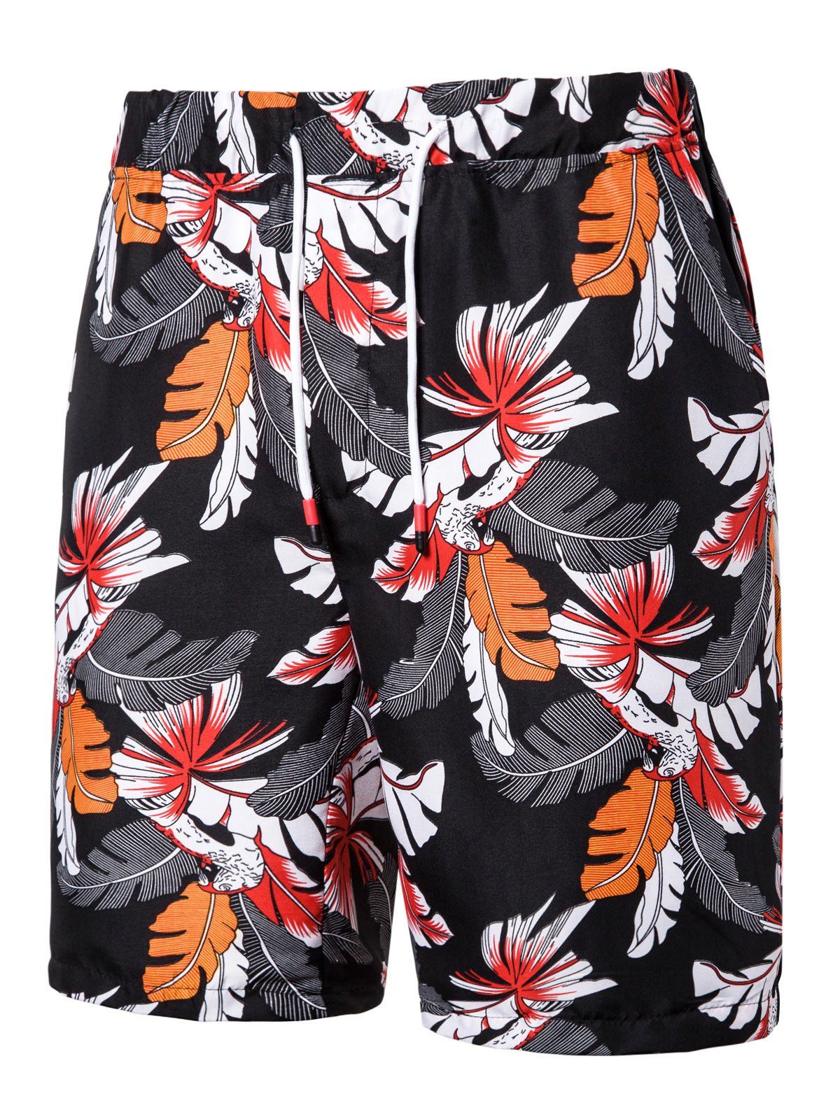 

Leaf Pattern Drawstring Board Shorts, Night