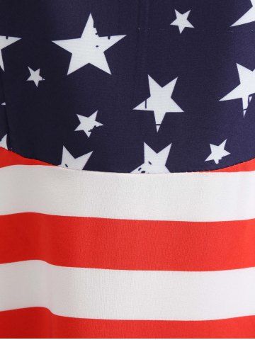 

American Flag A Line Belted Retro Dress, Multi-b