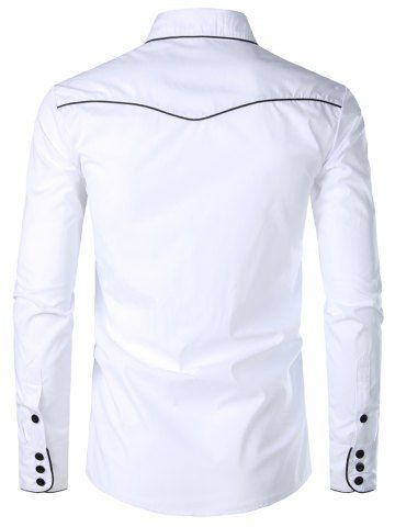 

Casual Button Up Design Long Sleeves Shirt, White