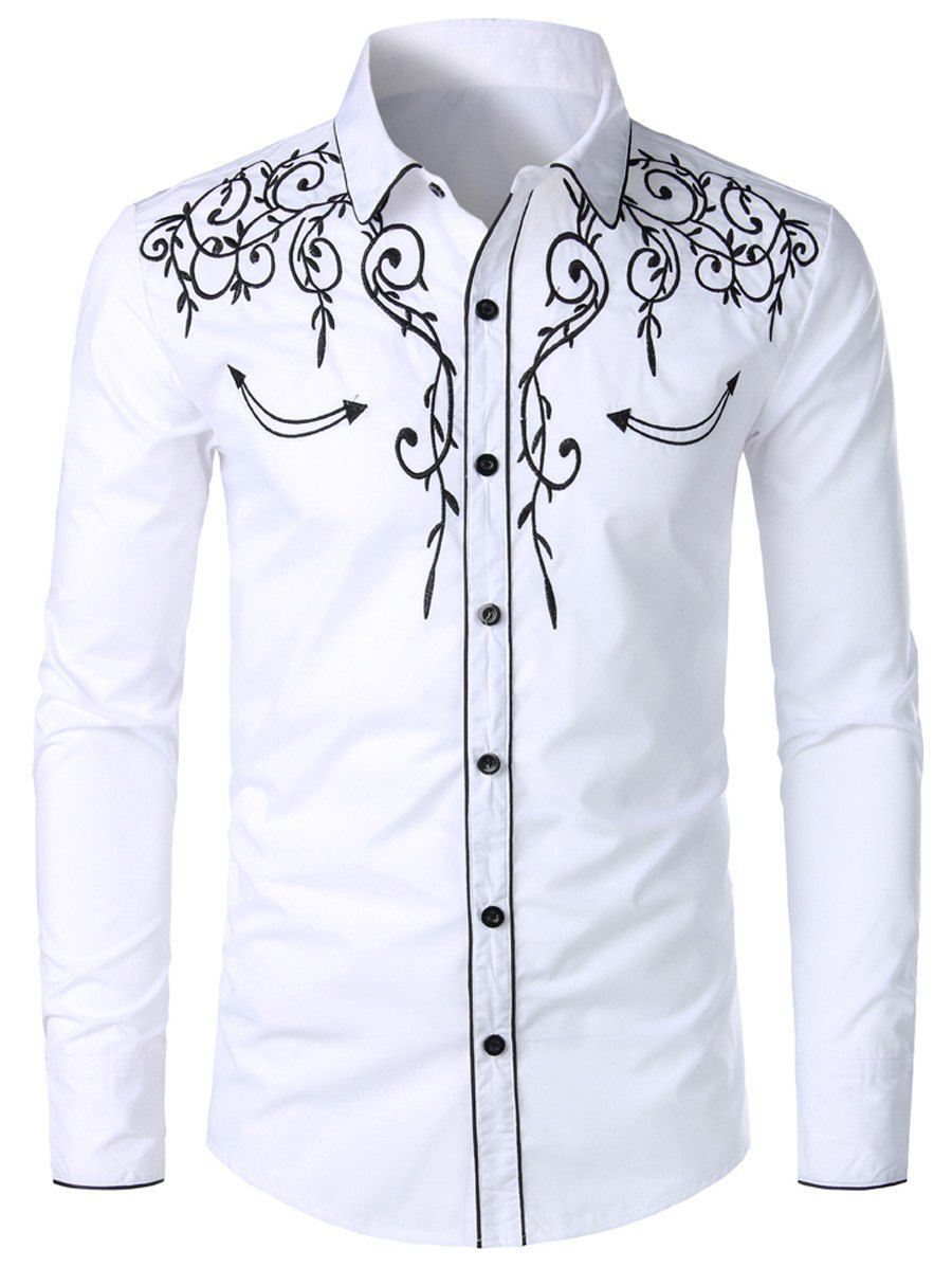 

Casual Button Up Design Long Sleeves Shirt, White