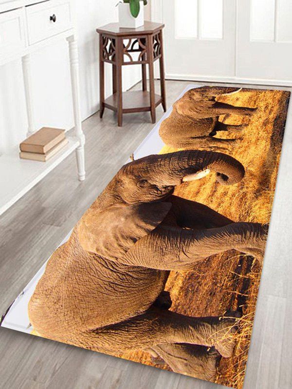 [40 OFF] Elephant Pattern 3D Print Floor Rug Rosegal