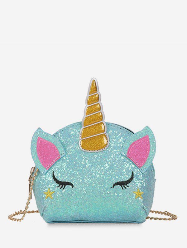 

Unicorn Cartoon Paillette Small Shoulder Bag, Blue