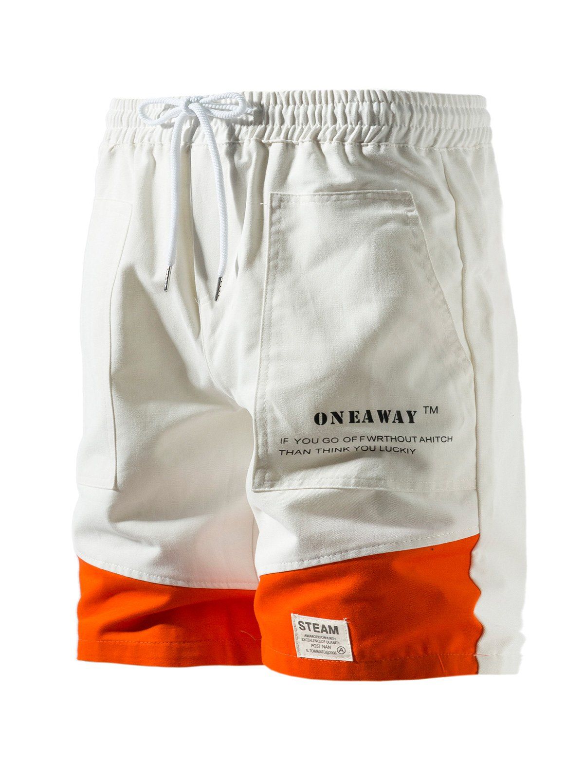 

Contrast Patch Graphic Cargo Shorts, White