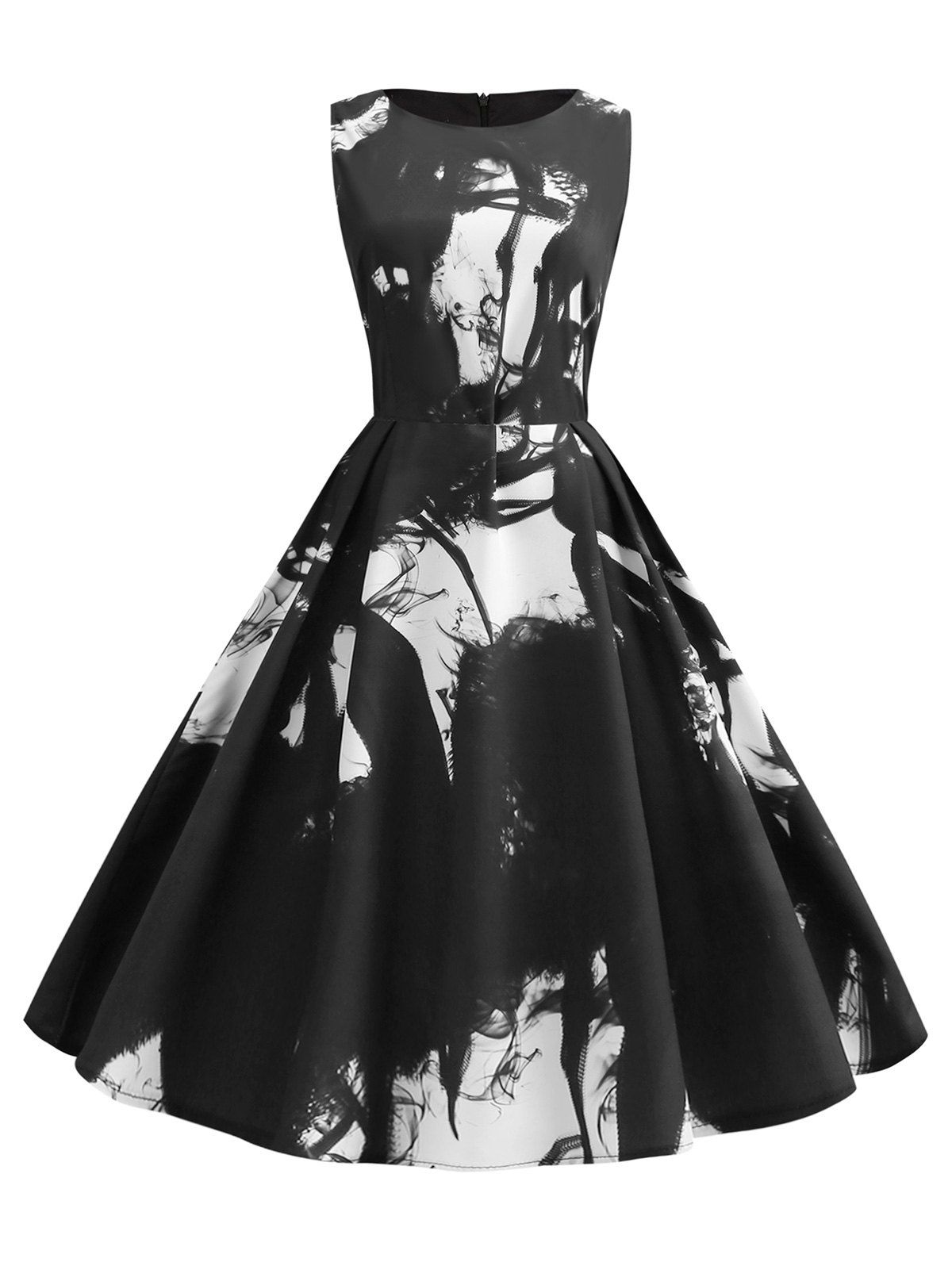 

Abstract Print Sleeveless Prom Dress, Multi-c