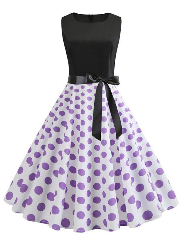 

Polka Dot Sleeveless Prom Dress, Mauve