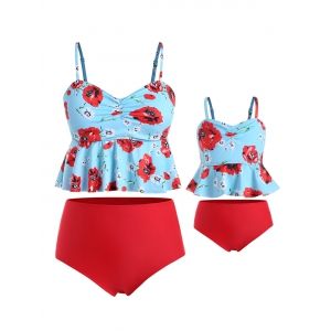 

Plus Size Floral Cinched Peplum Family Swimsuit, Celeste