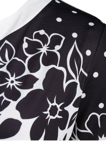

Plus Size Polka Dot Floral T-shirt, Black