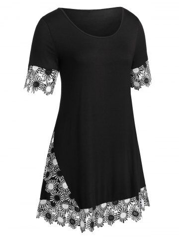 

Plus Size Tunic Lace Insert Two Tone T Shirt, Night