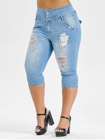 torn capri jeans