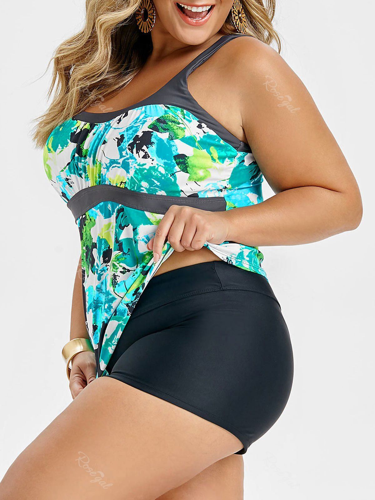 

Plus Size Printed Tankini Top, Multi-a