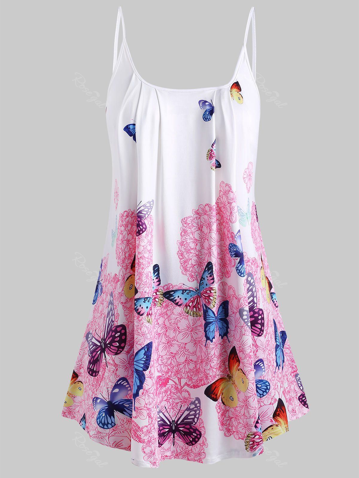 

Plus Size Spaghetti Strap Butterfly Print Tank Top, Pink cupcake