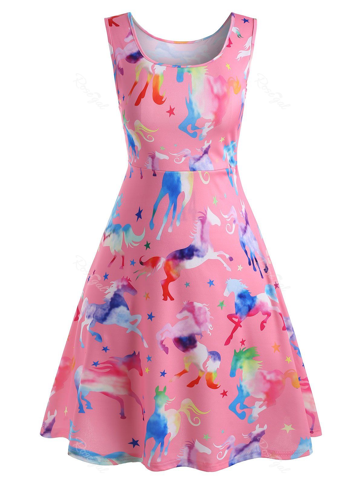 

Plus Size Ombre Horse Mini Swing Dress, Pink