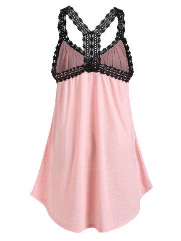 

Plus Size Lace Insert Racerback Tank Top, Pink