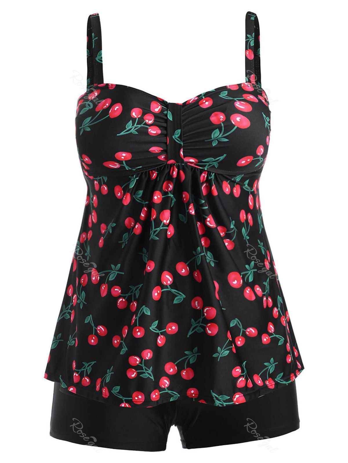 [29% OFF] Plus Size Cherry Print Tankini Swimsuit | Rosegal