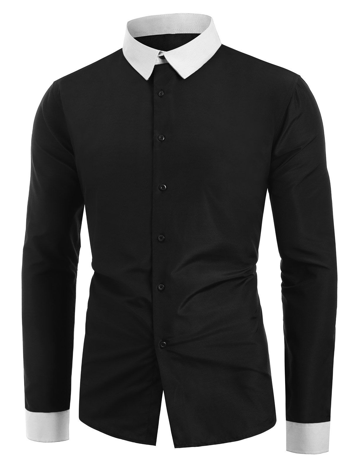 

Button Up Color Spliced Long Sleeves Shirt, Multi