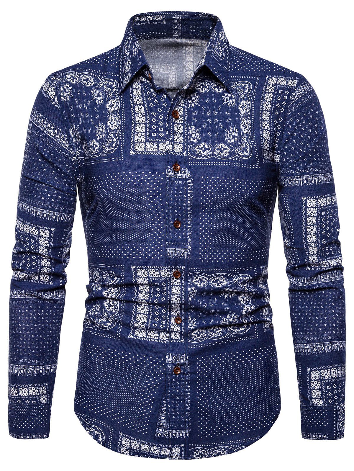 

Tribal Printed Leisure Full Sleeves Shirt, Cobalt blue
