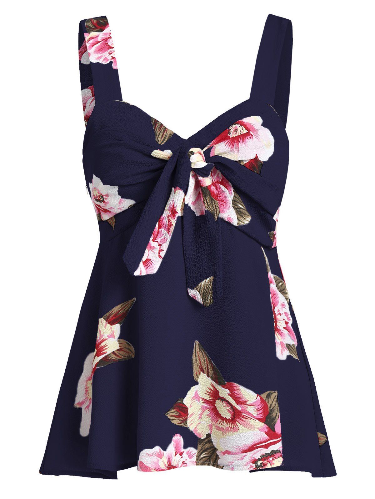 

Sweetheart Neck Printed Twist Tank Top, Dark slate blue