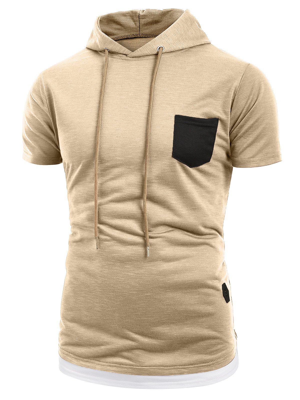 Casual Pocket Drawstring Hooded T-shirt [49% OFF] | Rosegal