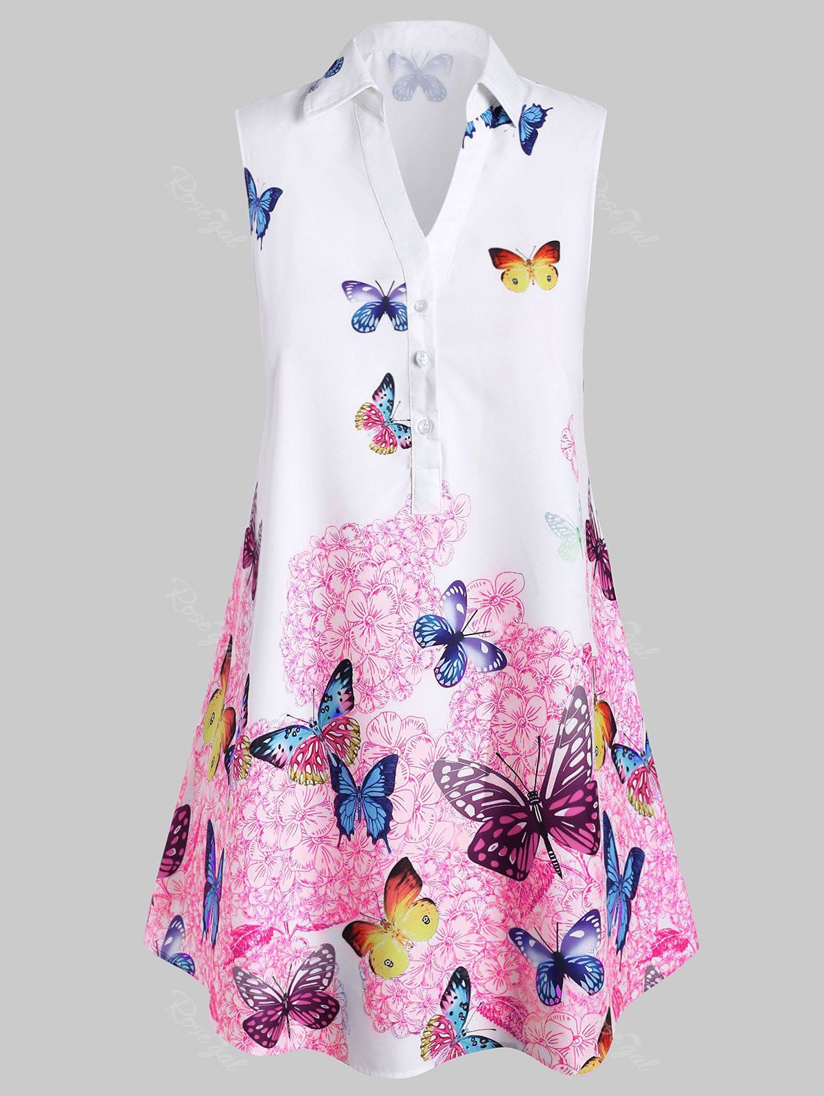 

Plus Size Sleeveless Butterfly Print Graphic Blouse, Pink cupcake