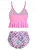 Knot Flounce Scale Print Mermaid Tankini Swimsuit -  