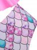 Knot Flounce Scale Print Mermaid Tankini Swimsuit -  
