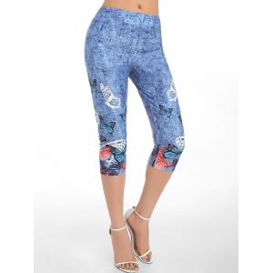 

Butterfly Print High Waisted Capri Jeggings, Multi