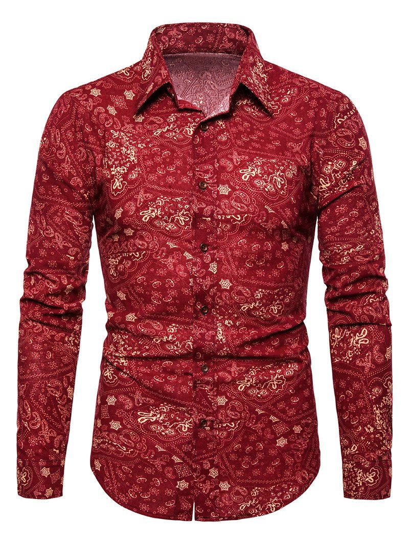 

Tribal Print Long Sleeves Leisure Shirt, Red