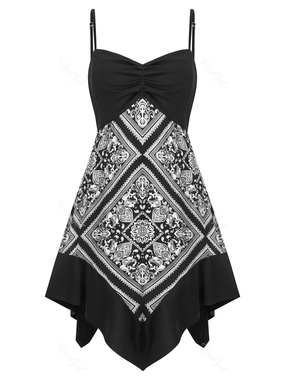 

Back Zipper Printed Cami Plus Size Dress, White