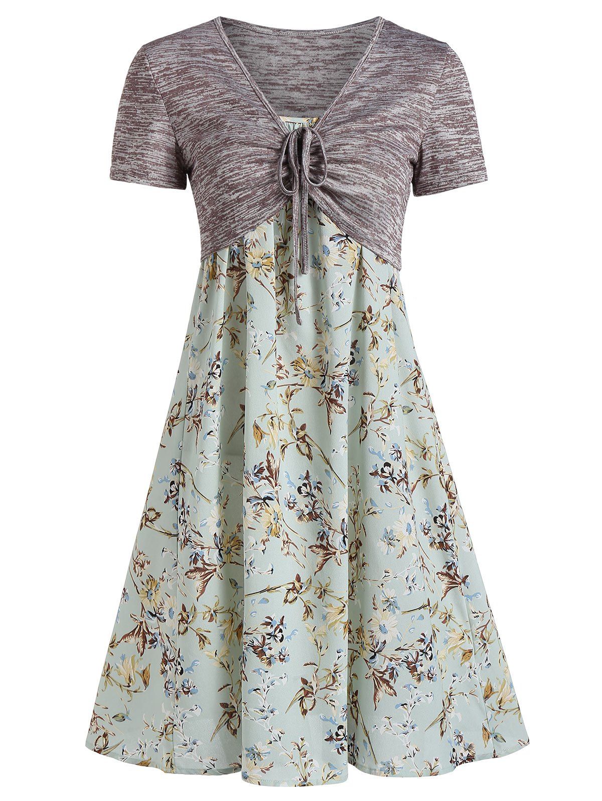 

Floral Print Spaghetti Strap Dress and Cinched Top, Pale blue lily