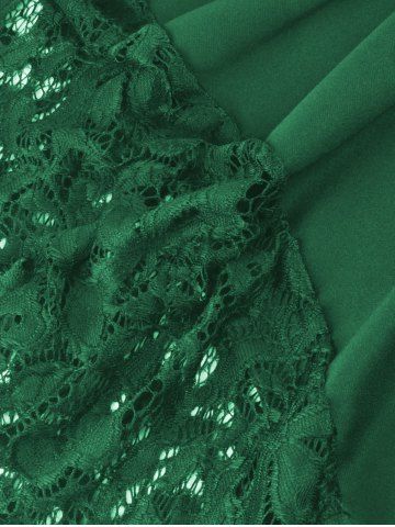 

Lace Hem Round Neck Plus Size A Line Dress, Green