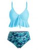 Knot Flounce Scale Print Mermaid Tankini Swimsuit -  
