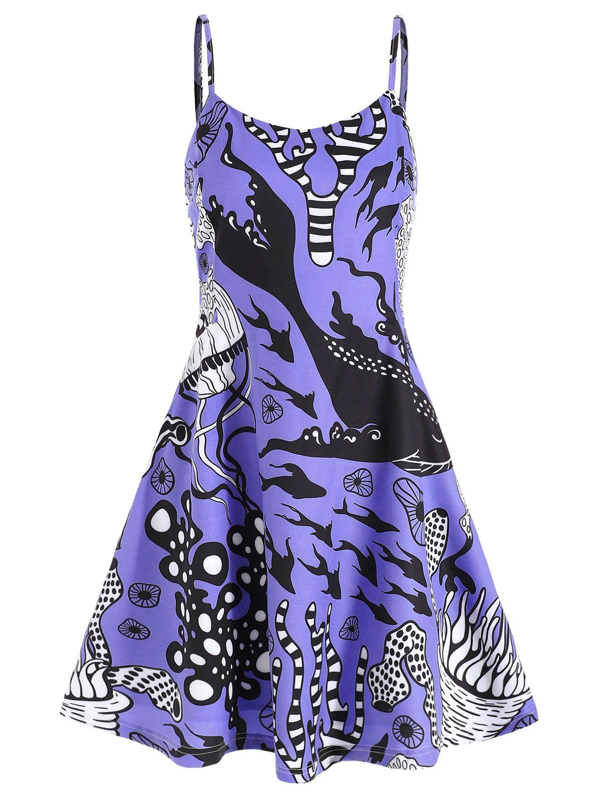 

Sea Creature Print Mini Cami Dress, Purple